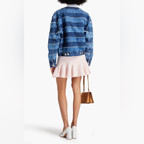 BNWT Sandro Blue Faded Patchwork Denim Jacket - Size 38 - Picture 4 of 8